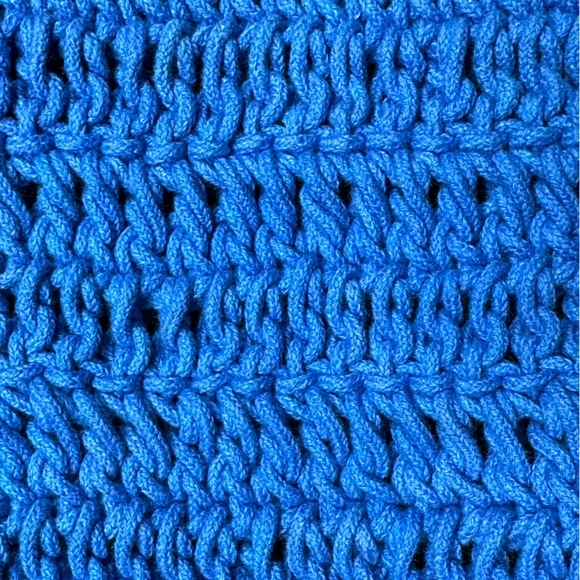 VINTAGE HAVANA | Large Blue Crochet Hobo Sling Beach Shopping Bag - Picture 12 of 13